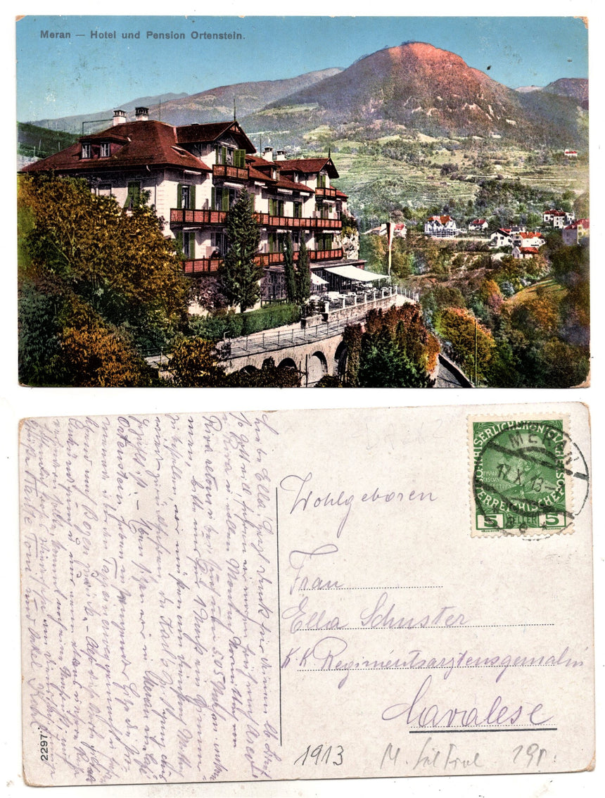 Cartolina antica Merano Hotel und Pension Ortenstein