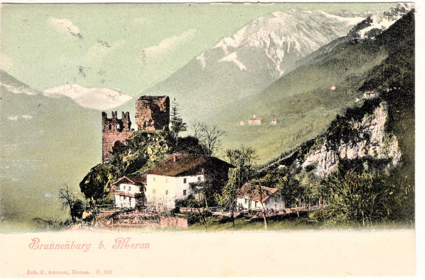 Cartolina antica Merano Brunnenburg bei Meran