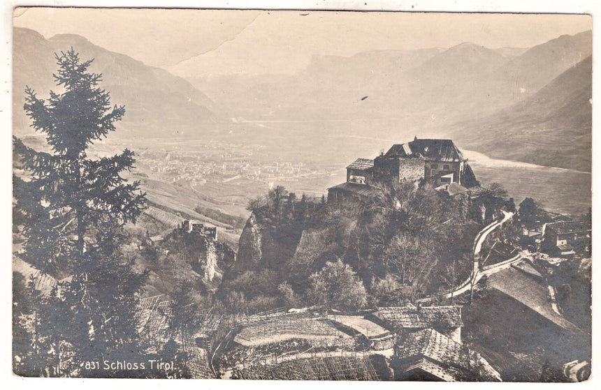 Cartolina antica Merano Bromsilberphotografie Meran Schloss Tirol