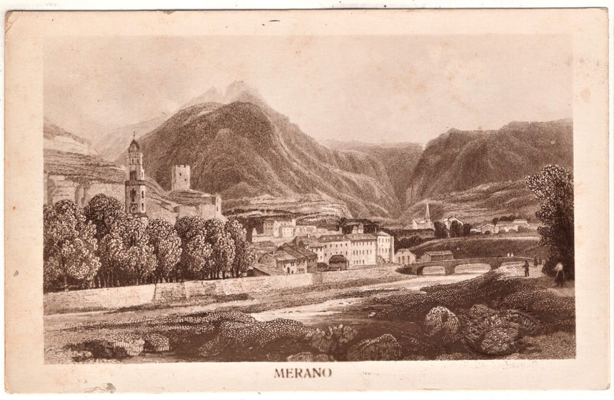 Cartolina antica Merano foto grafia particolare