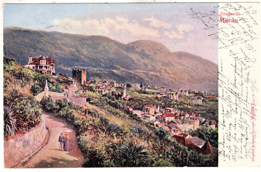 Cartolina antica Merano Obermais spedita da Algund