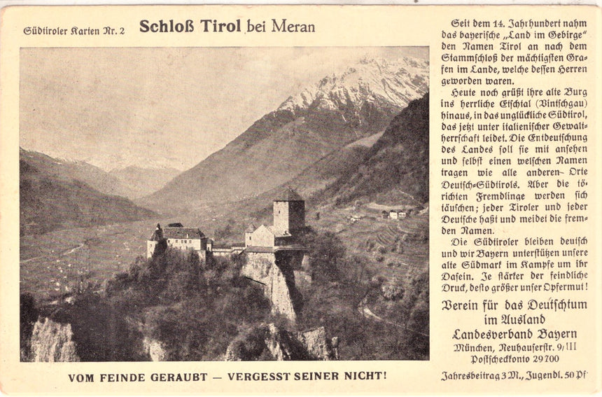 Cartolina antica Merano Schloss Tirol bei Meran
