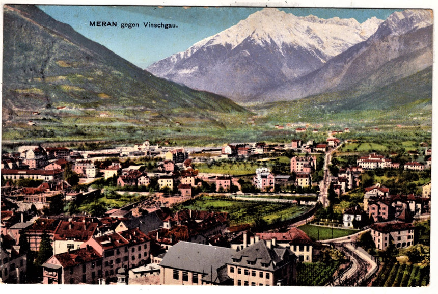 Cartolina antica Merano gegen Vinschgau panorama