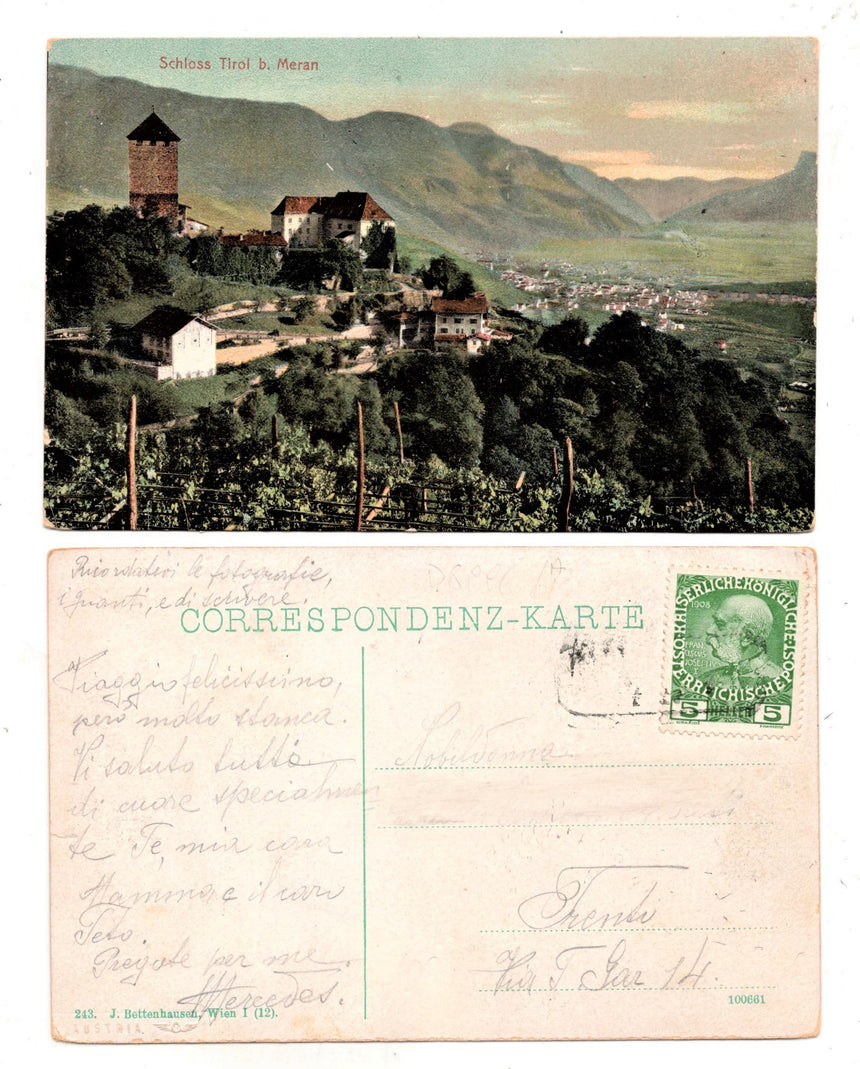 Cartolina antica Merano Schloss Tirol bei Meran
