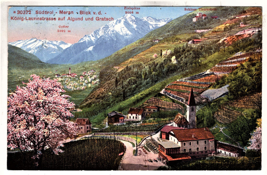 Cartolina antica Merano Konig Laurinstrasse auf Algund