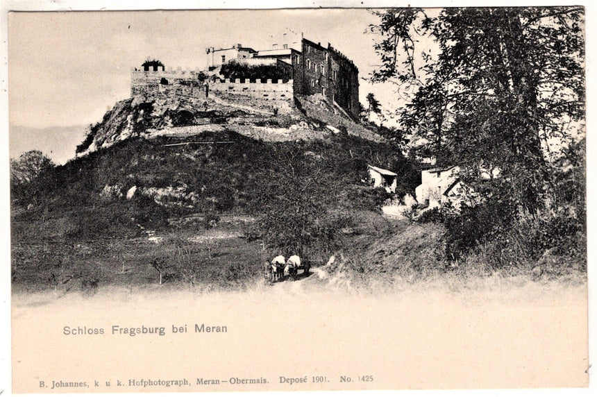 Cartolina antica Merano schloss Fragsburg bei Meran