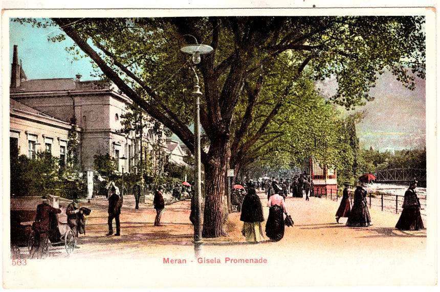 Cartolina antica Merano Gisella promenade in Meran