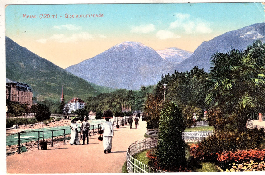 Cartolina antica Merano Gisella promenade in Meran