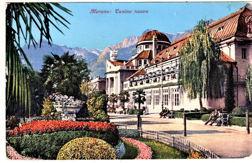 Cartolina antica Merano Casino nuovo Meran