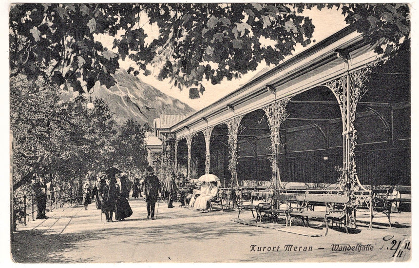 Cartolina antica Merano Kurort Meran Wandelhalle