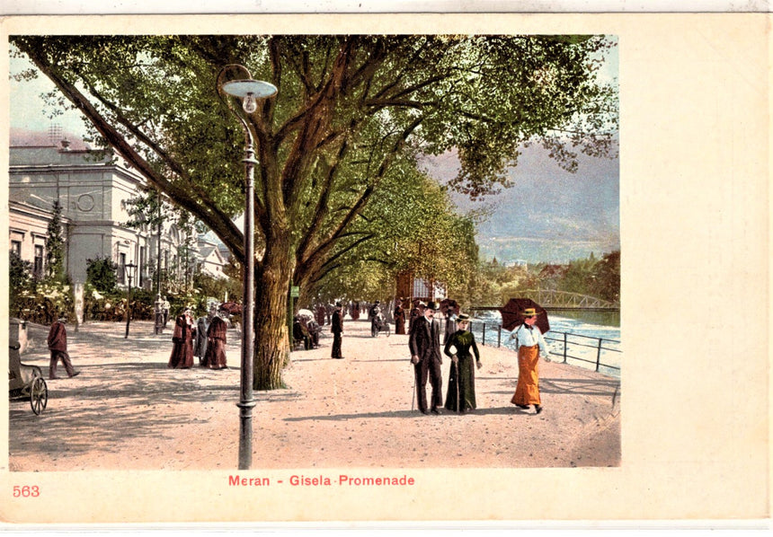 Cartolina antica Merano Meran Gisela Promenade