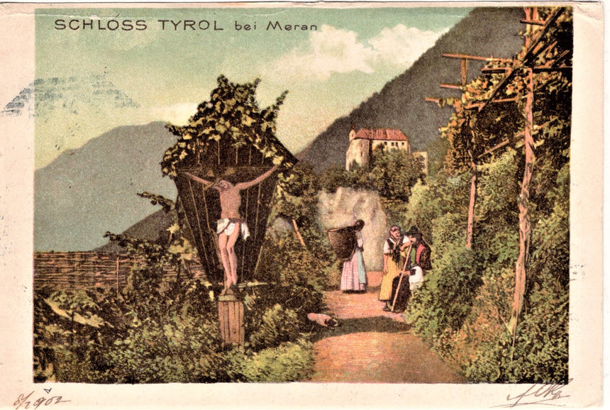 Cartolina antica Merano Schloss Tirol bei Meran