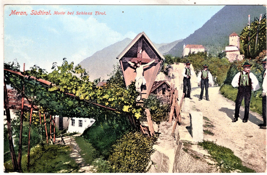 Cartolina antica Merano schloss Tirol bei Meran