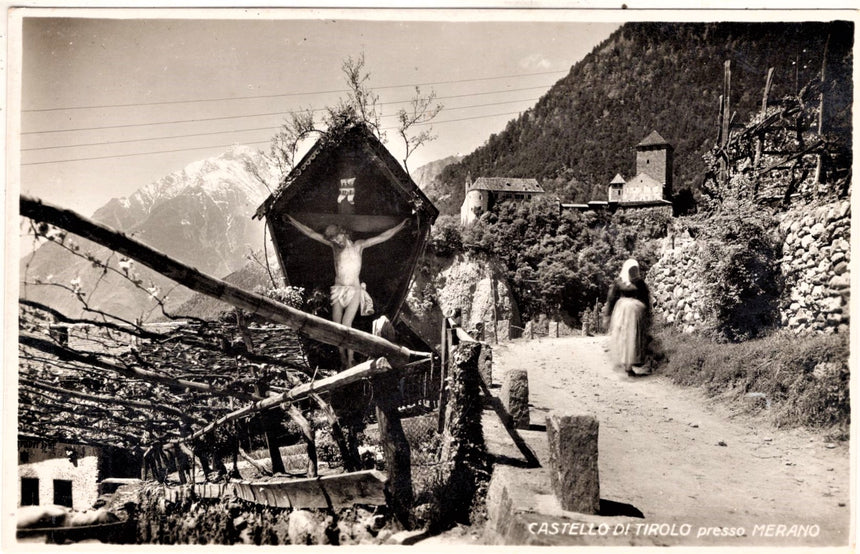 Cartolina antica Merano castel Tirolo presso Meran