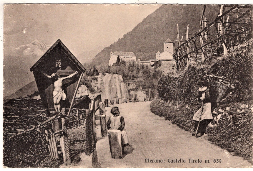 Cartolina antica Merano Castel Tirolo presso Meran
