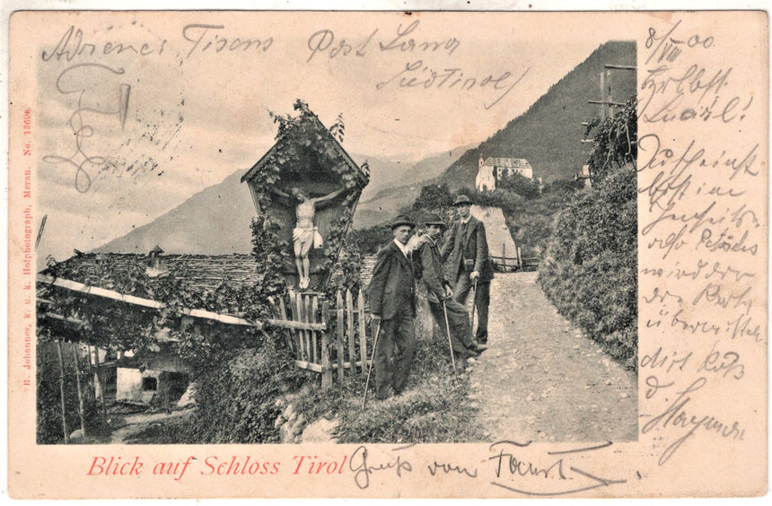 Cartolina antica Merano blick auf Schloss Tirol