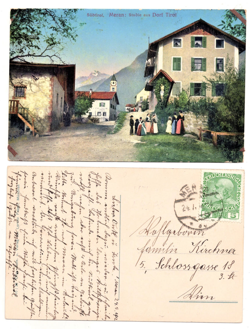 Cartolina antica Merano Dorf Tirol Meran