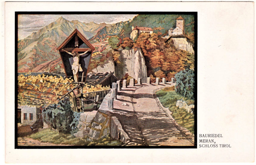 Cartolina antica Merano Bauriedel Meran Schloss Tirol