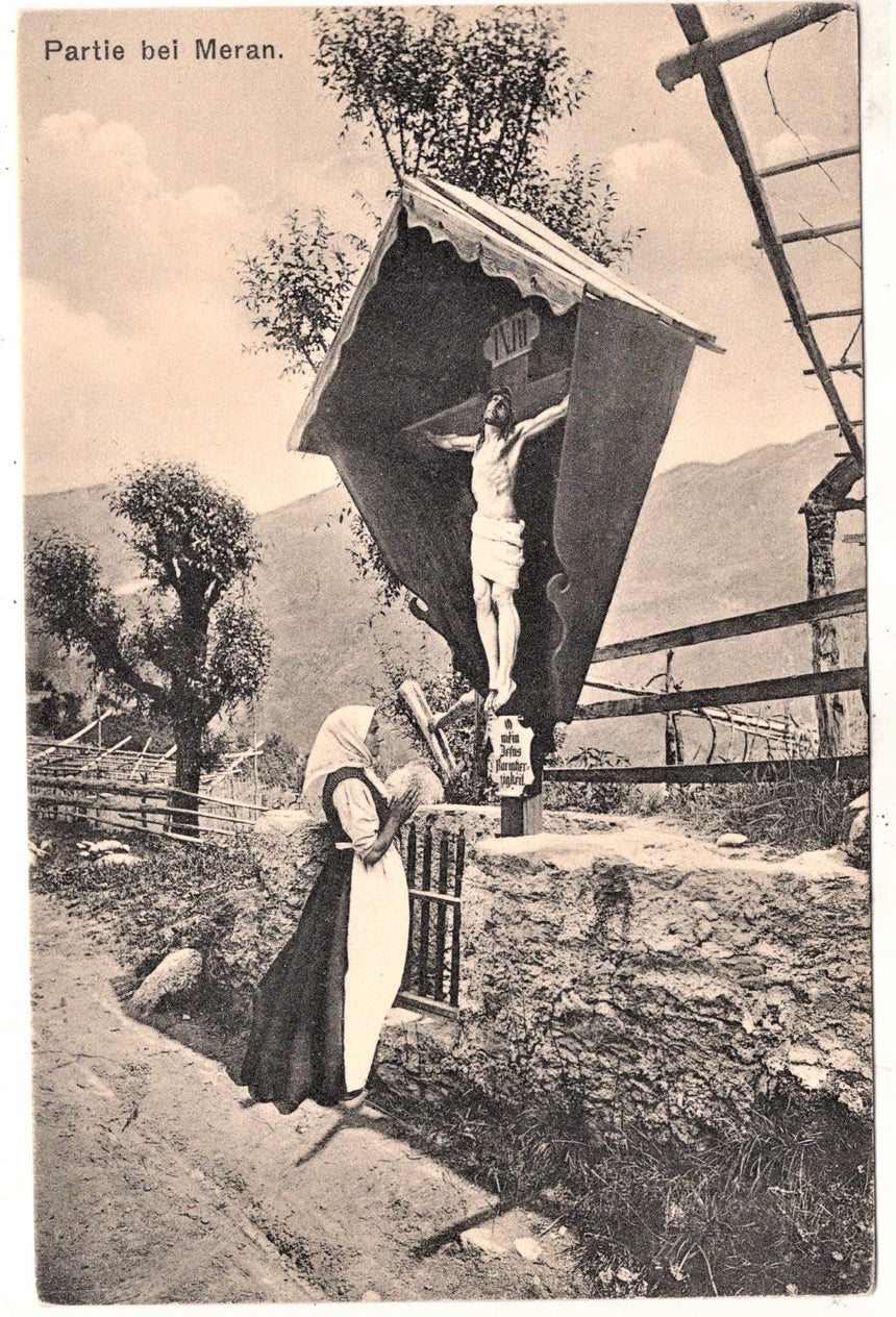 Cartolina antica Merano partie bei Meran