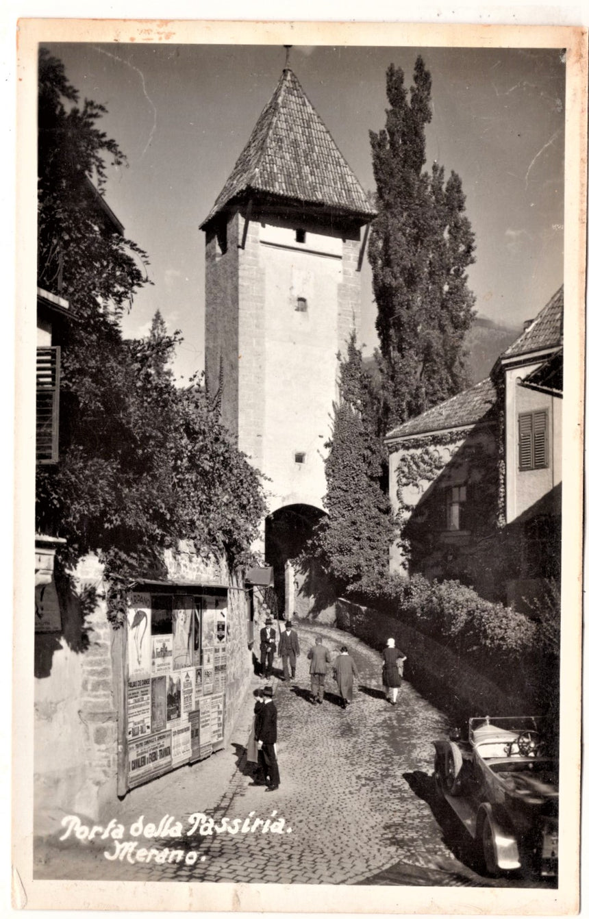Cartolina antica Merano porta della Passiria