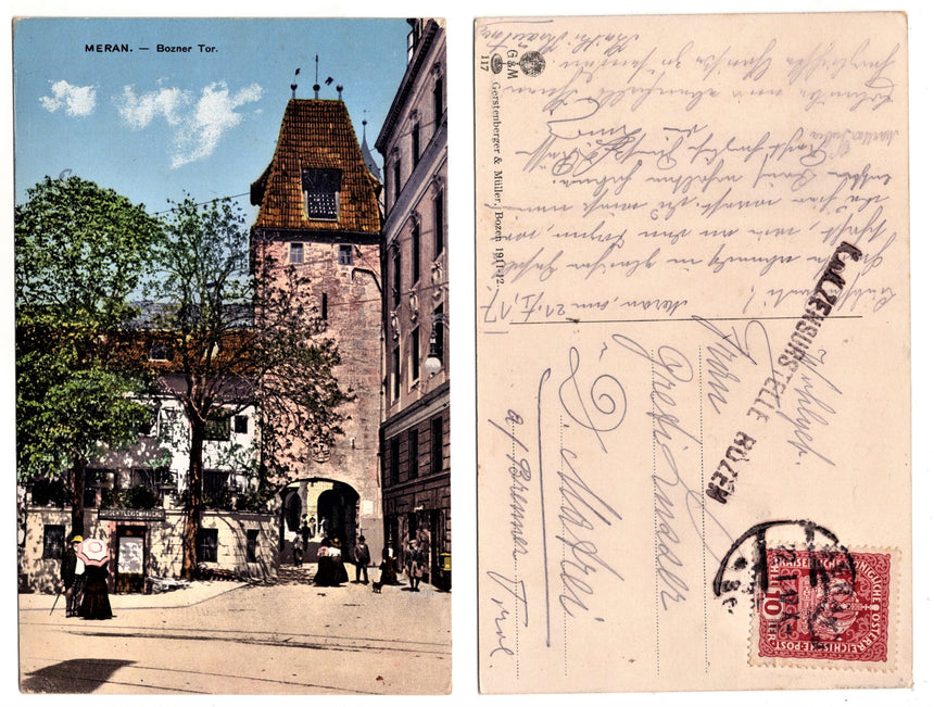 Cartolina antica Merano Meran Bozner Tor