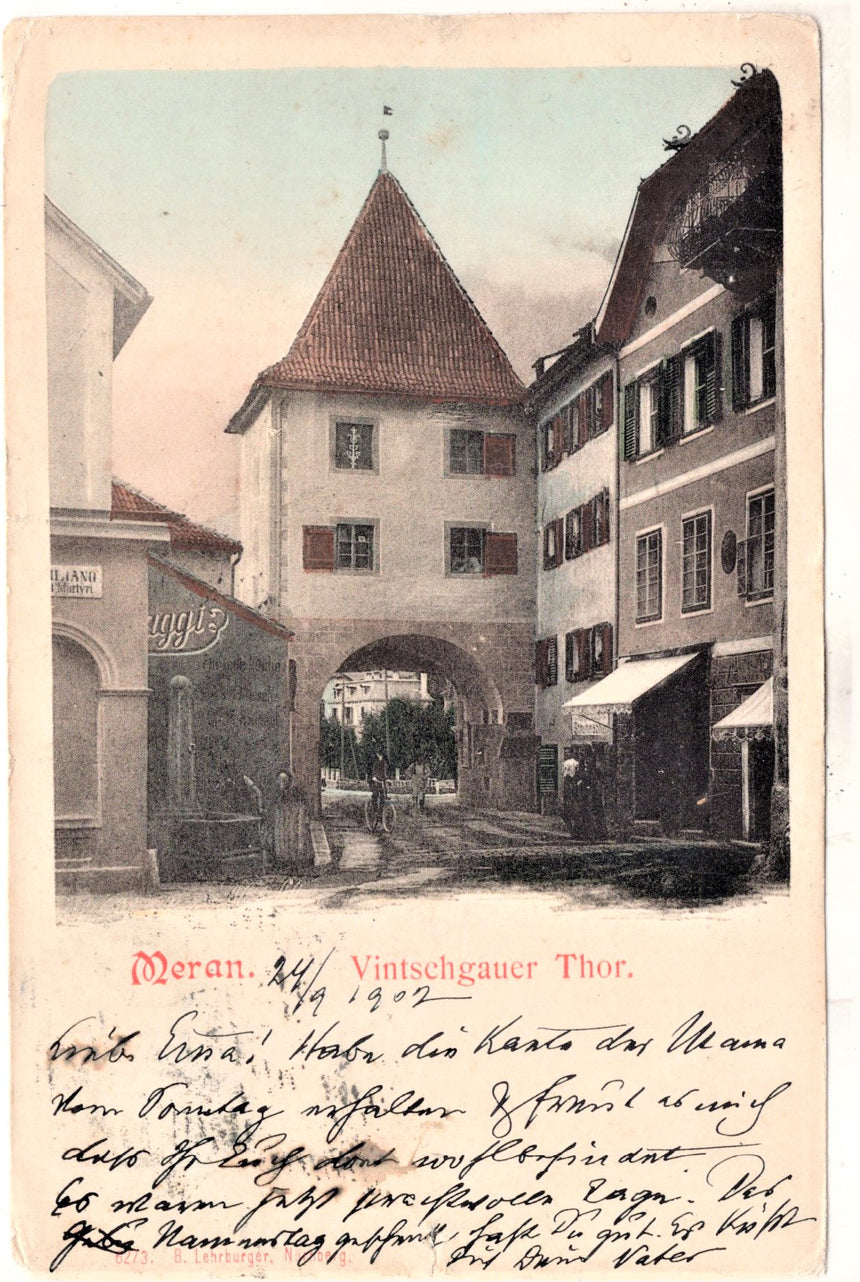Cartolina antica Merano Meran Vinschgauer Thor