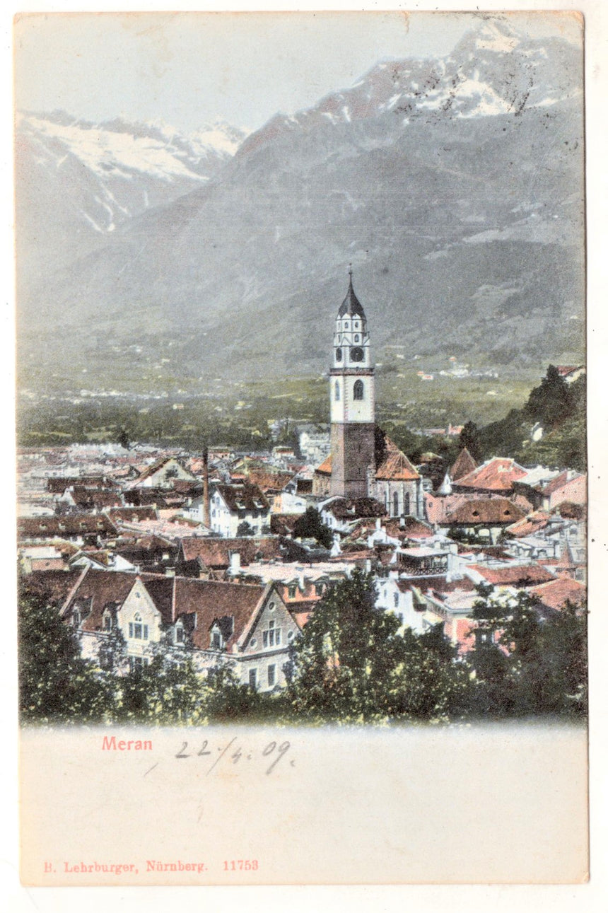 Cartolina antica Merano Meran panorama