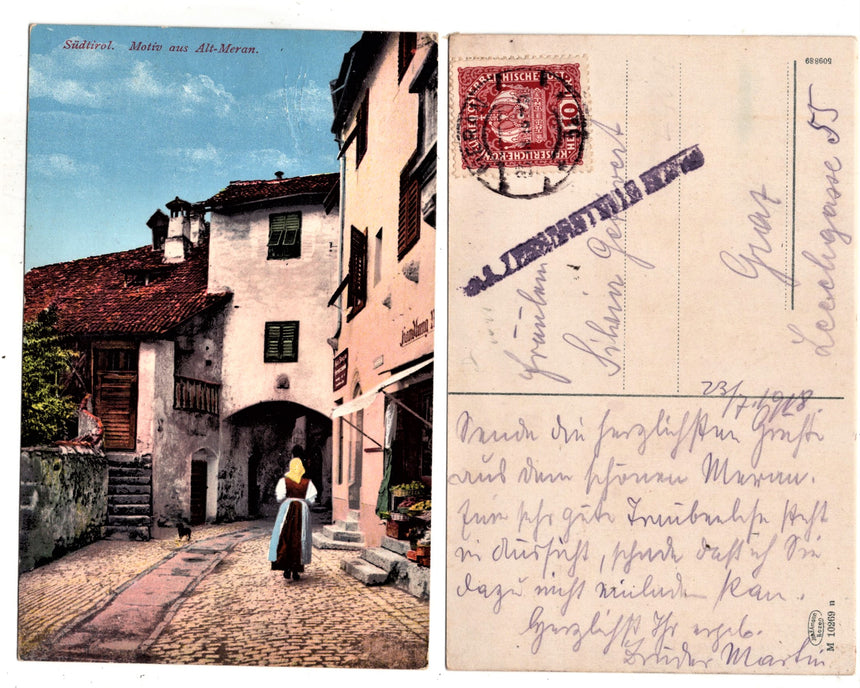 Cartolina antica Merano Sudtirol Motiv aus alte Meran