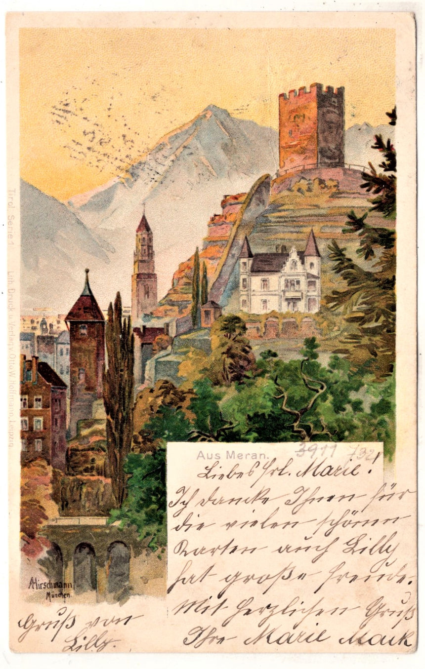 Cartolina antica Merano particolare aus Meran