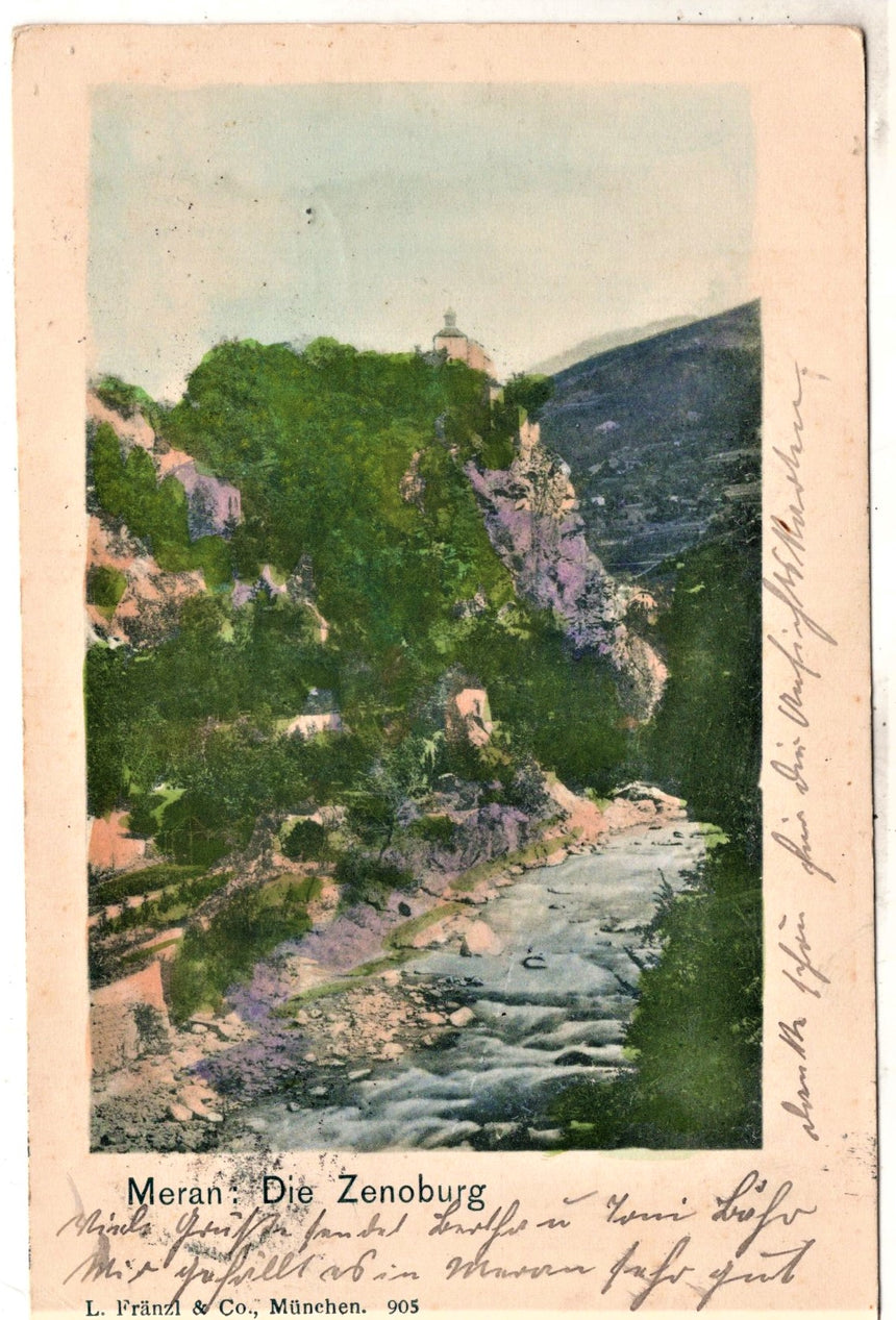 Cartolina antica Merano Meran die Zenoburg