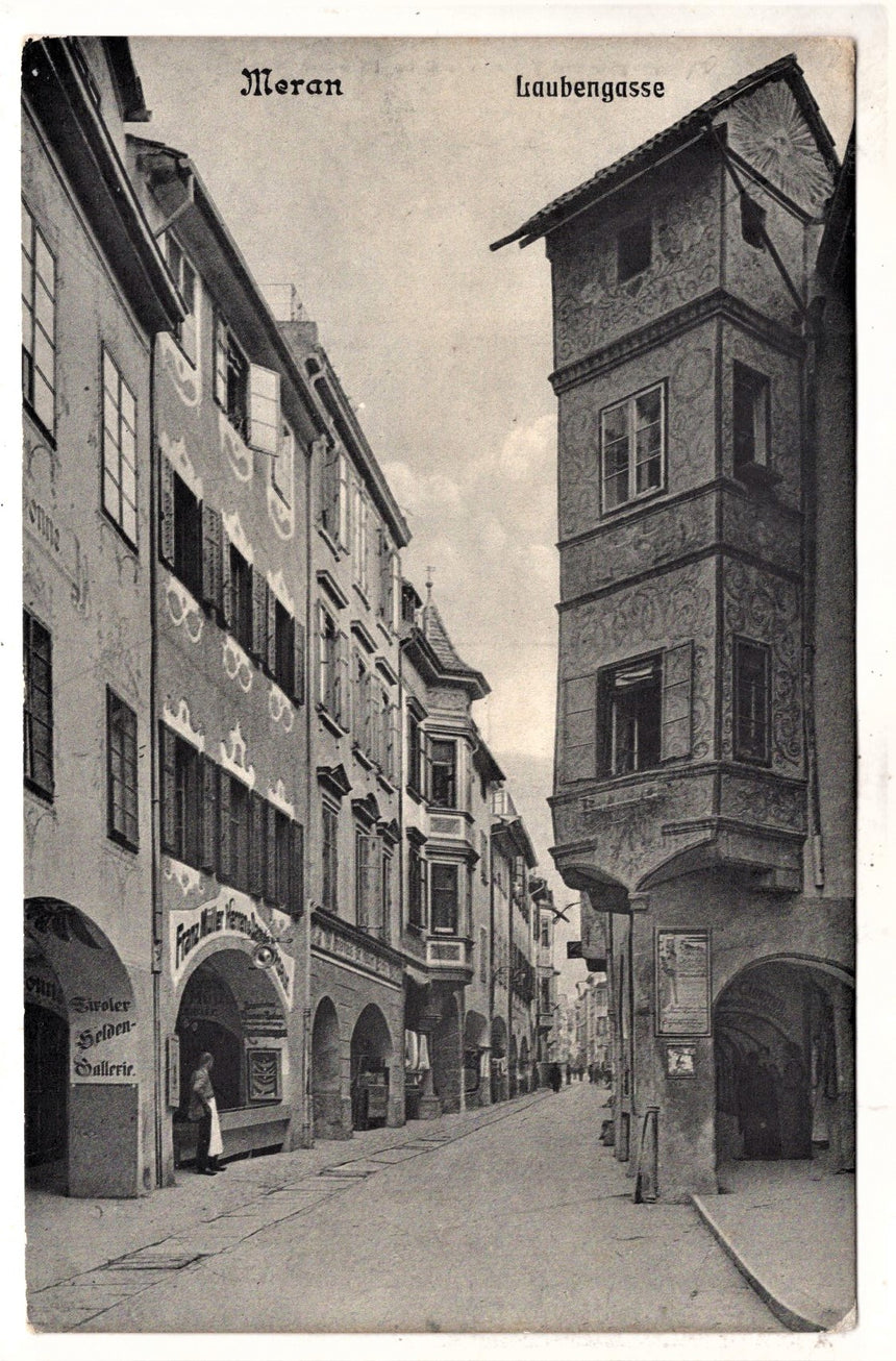 Cartolina antica Merano Laubengasse in Meran
