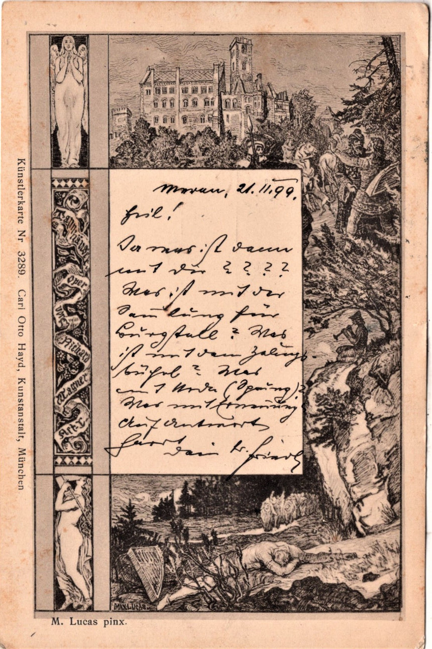 Cartolina antica Merano particolare di Meran