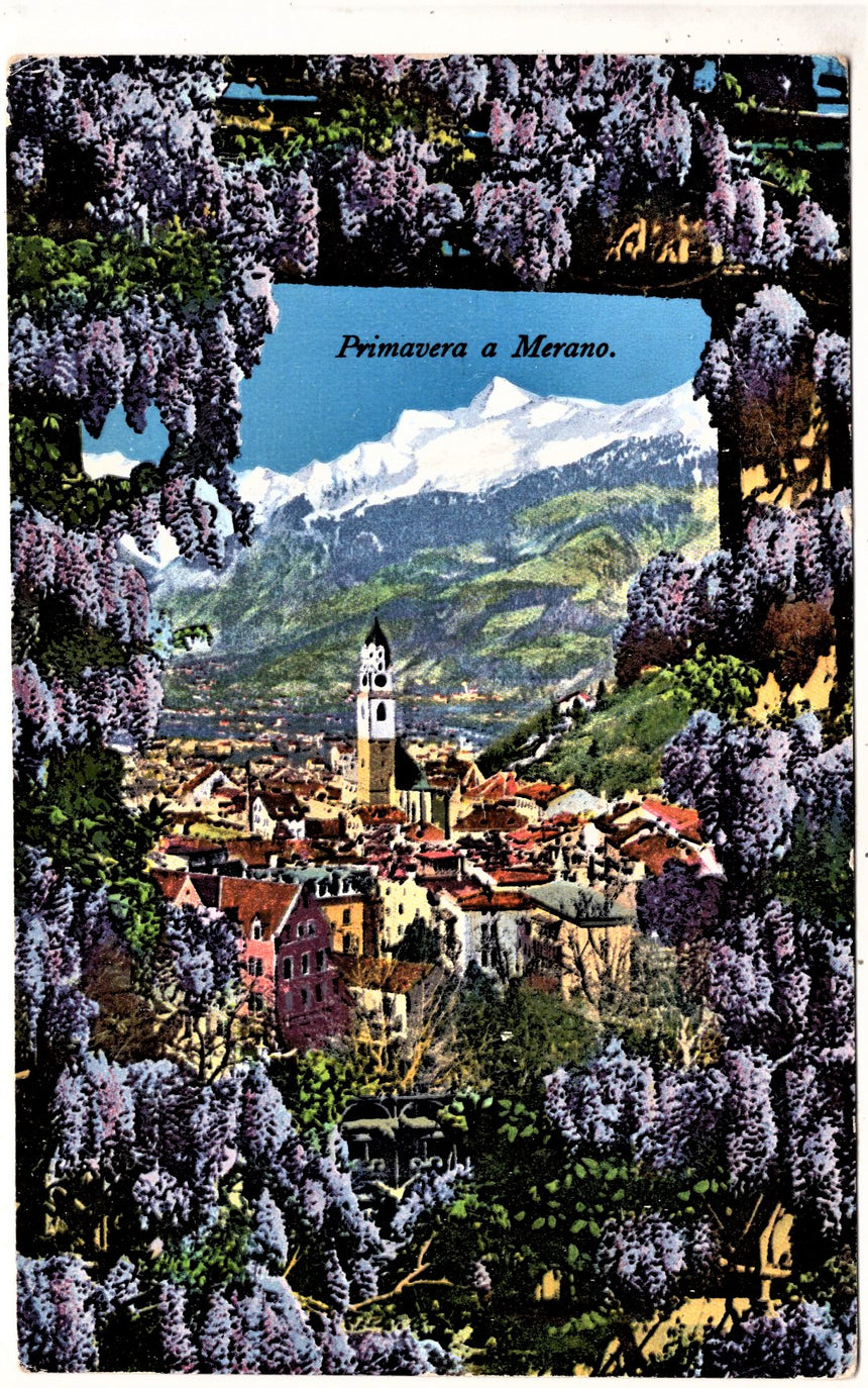 Cartolina antica Merano Primavera a Meran