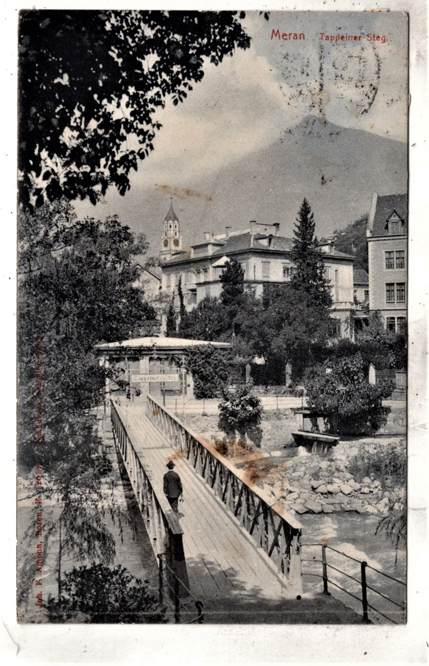 Cartolina antica Merano Tappeiner Steg in Meran