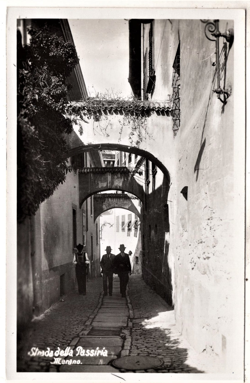 Cartolina antica Merano strada della Passiria