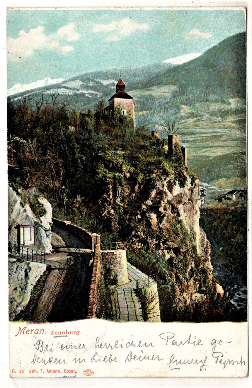 Cartolina antica Merano Meran Zenoburg