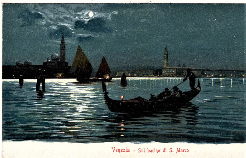 Cartolina antica Venezia sul bacino di San Marco