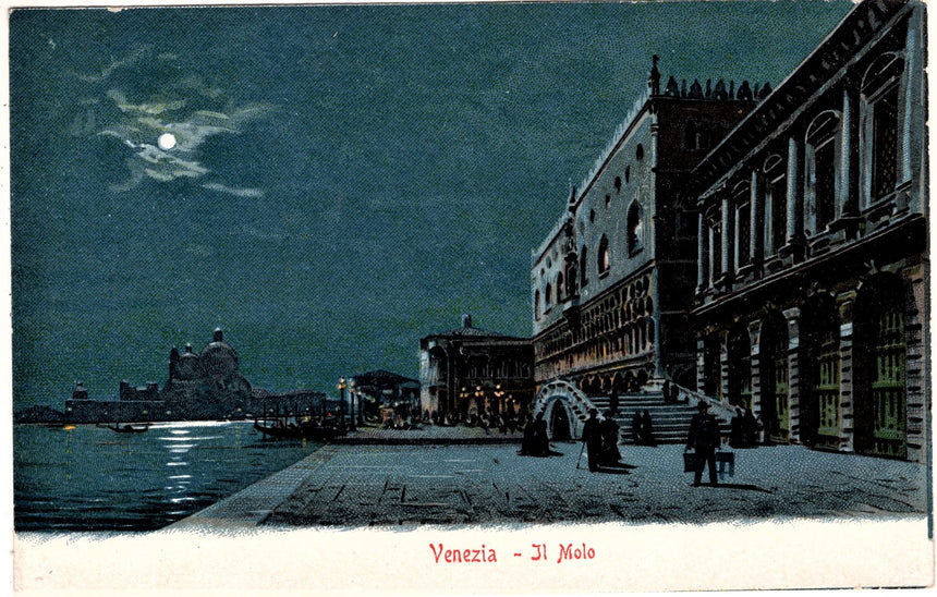 Cartolina antica Venezia il molo