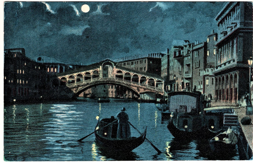 Cartolina antica Venezia ponte del Rialto