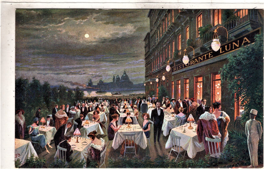 Cartolina antica Venezia grande ristorante LUNA di A.Bresciani