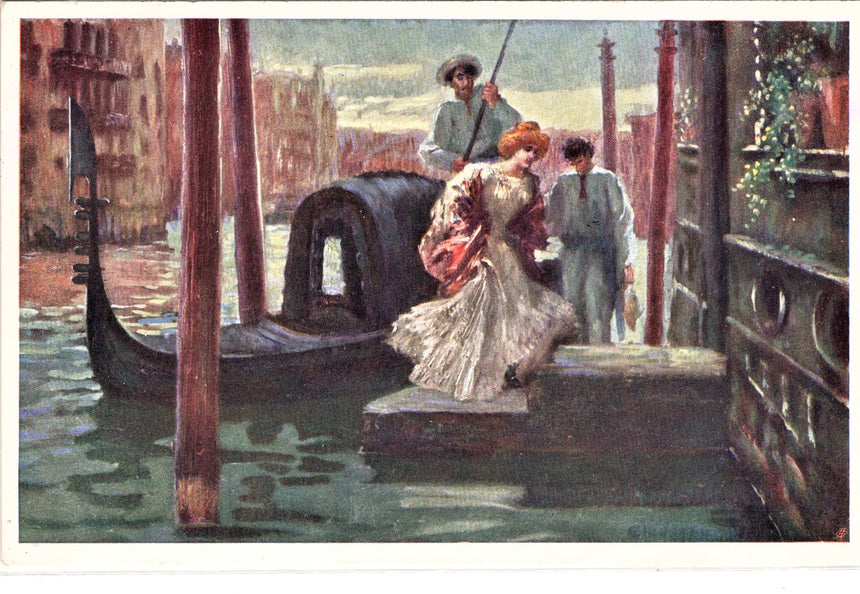 Cartolina antica Venezia Gondola