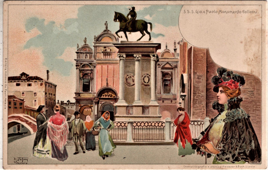 Cartolina antica Venezia San Giov.e Paolo monum.Colleoni Tafuri