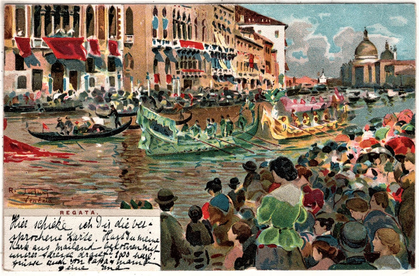 Cartolina antica Venezia regata Tafuri