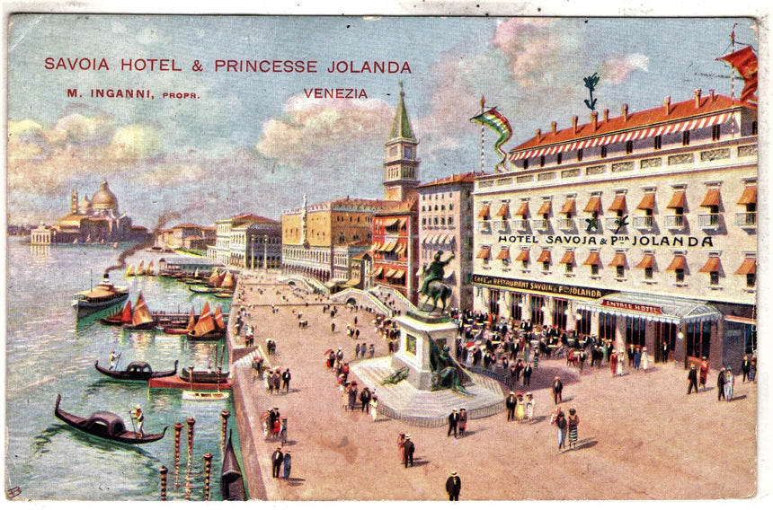 Cartolina antica Venezia Savoia Hotel e princesse Jolanda