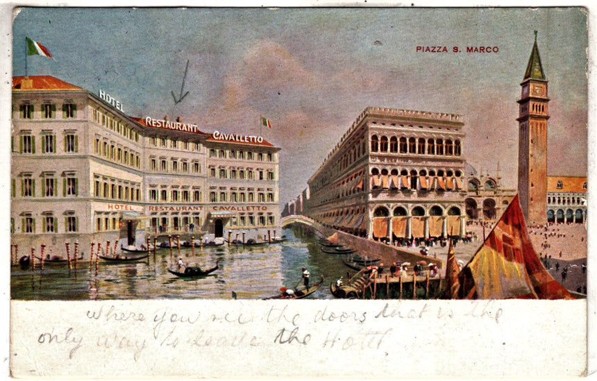 Cartolina antica Venezia Hotel Cavalletto San Marco