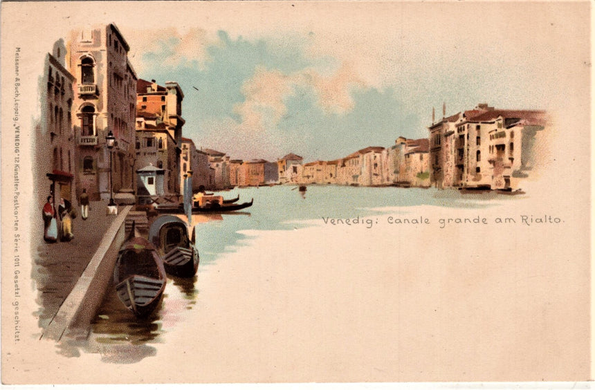 Cartolina antica Venezia Venedig Canale Grande am Rialto