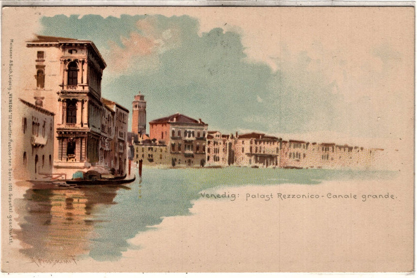 Cartolina antica Venezia Venedig Palast Rezzonico Canal Grande