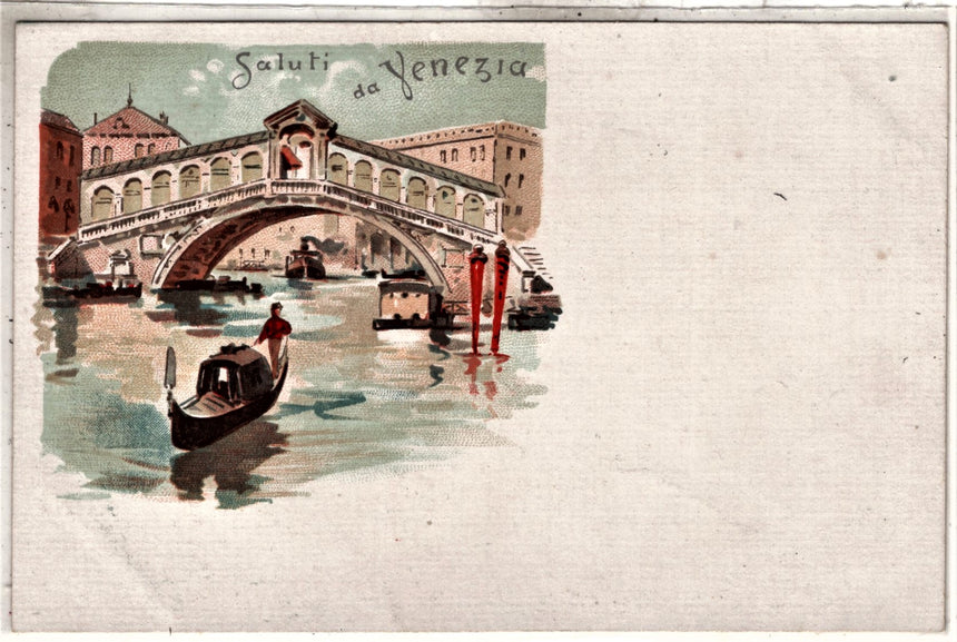 Cartolina antica Venezia Saluti da Venezia cartolina fine 1800