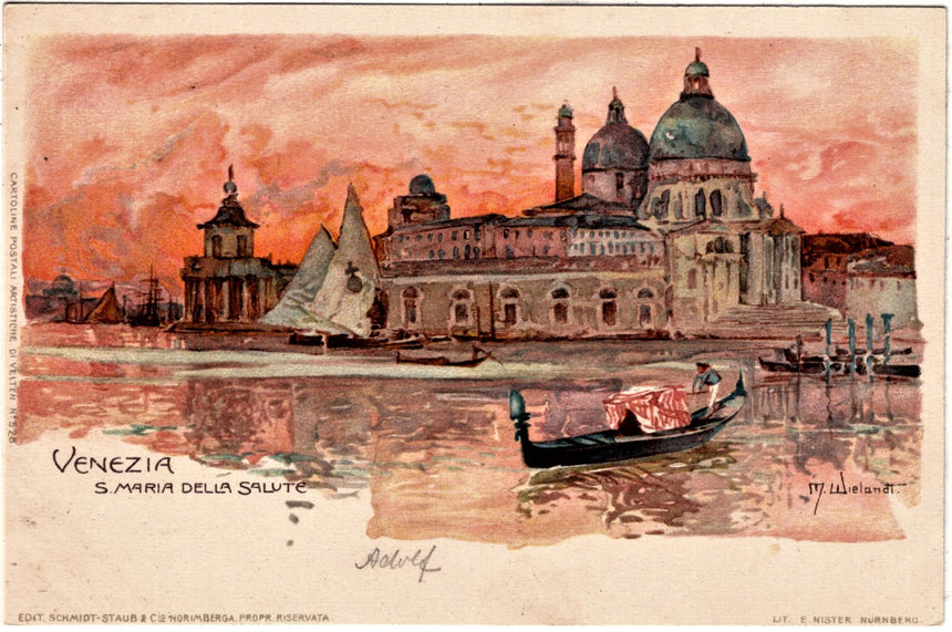 Cartolina antica Venezia S.Maria della Salute Wielandt