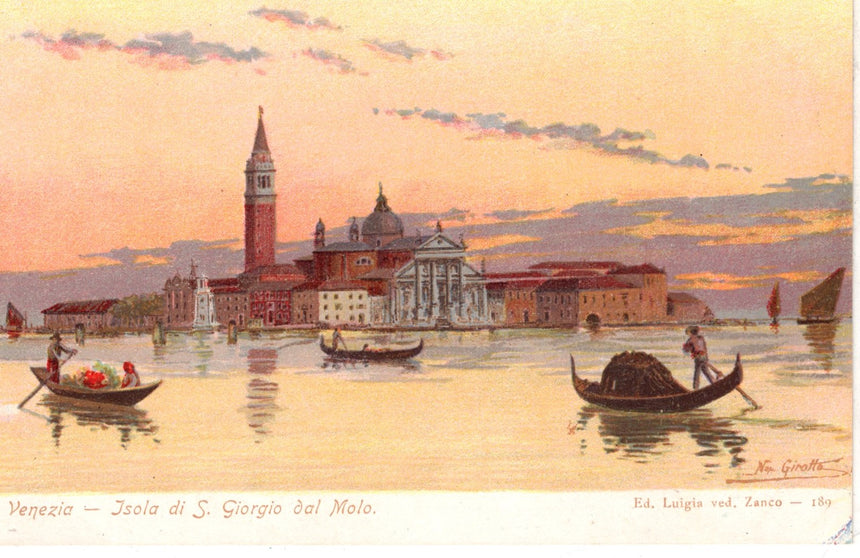 Cartolina antica Venezia isola di San Giorgio dal Molo